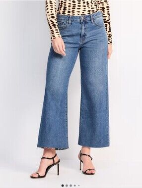 Indigo Six Frayed Cropped Slim Wide Leg Jean- 30/10
